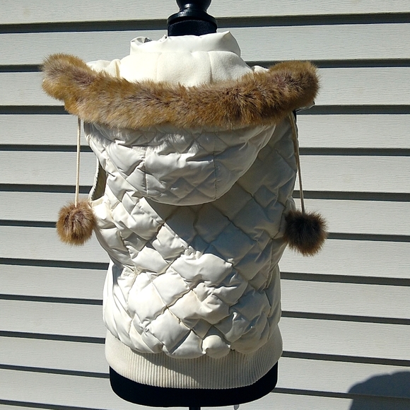 NWT Ann Taylor Loft Eggshell white winter vest bomber jacket - Picture 3 of 11